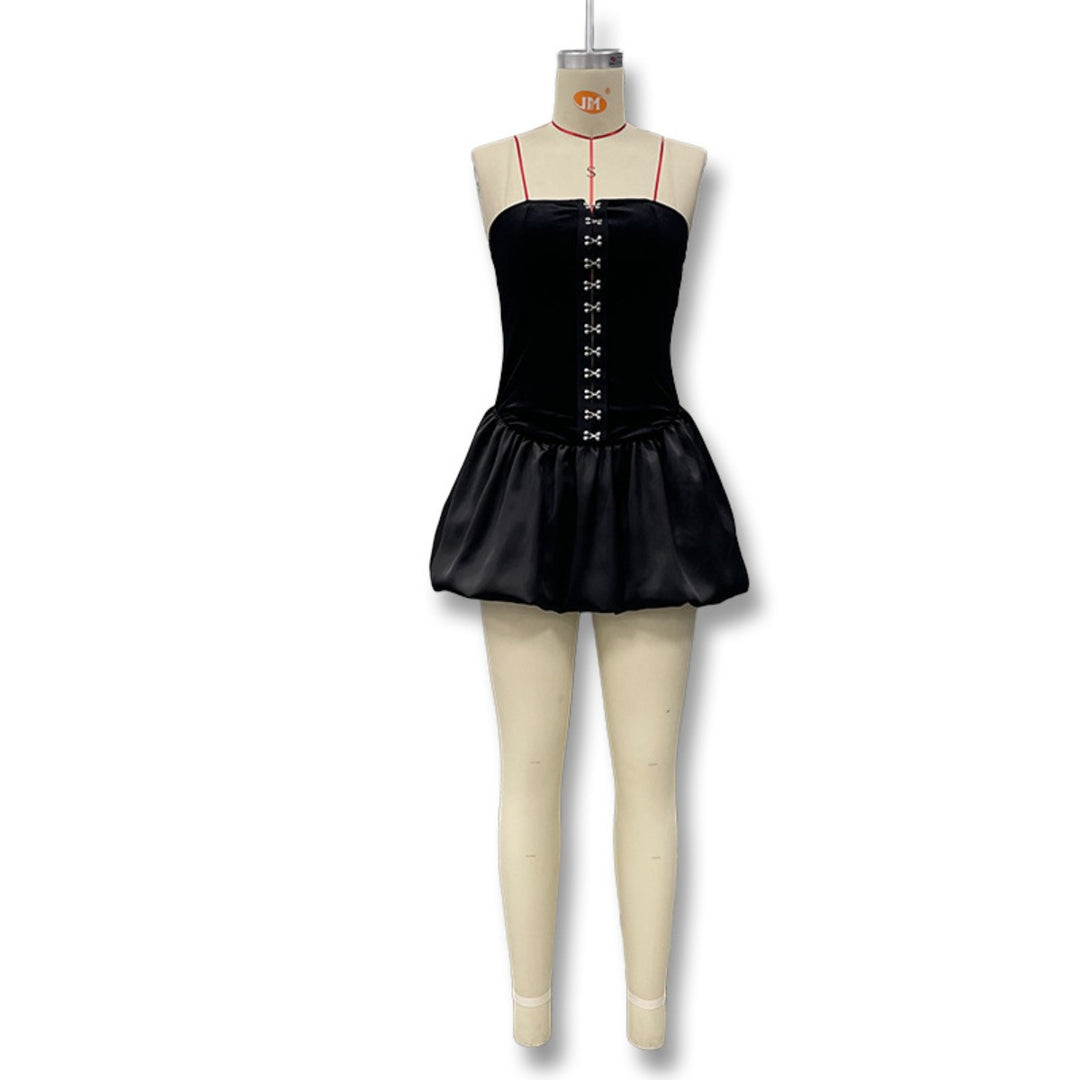 EB | Kontrastierende Farbe einreihig Tube Top Kleid Kleid