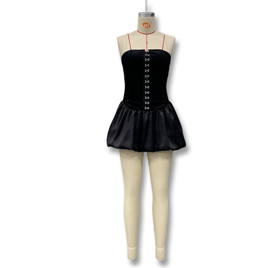 EB | Kontrastierende Farbe einreihig Tube Top Kleid Kleid