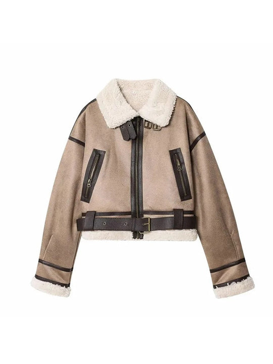 EB | Samt Kurze Jacke mit Reißverschlussdetail