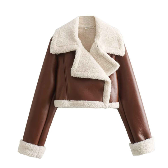 EB | Stylische Damenkurzjacke mit Warmem Teddyfutter