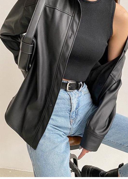 EB | Kunstleder Button-Up Jacke