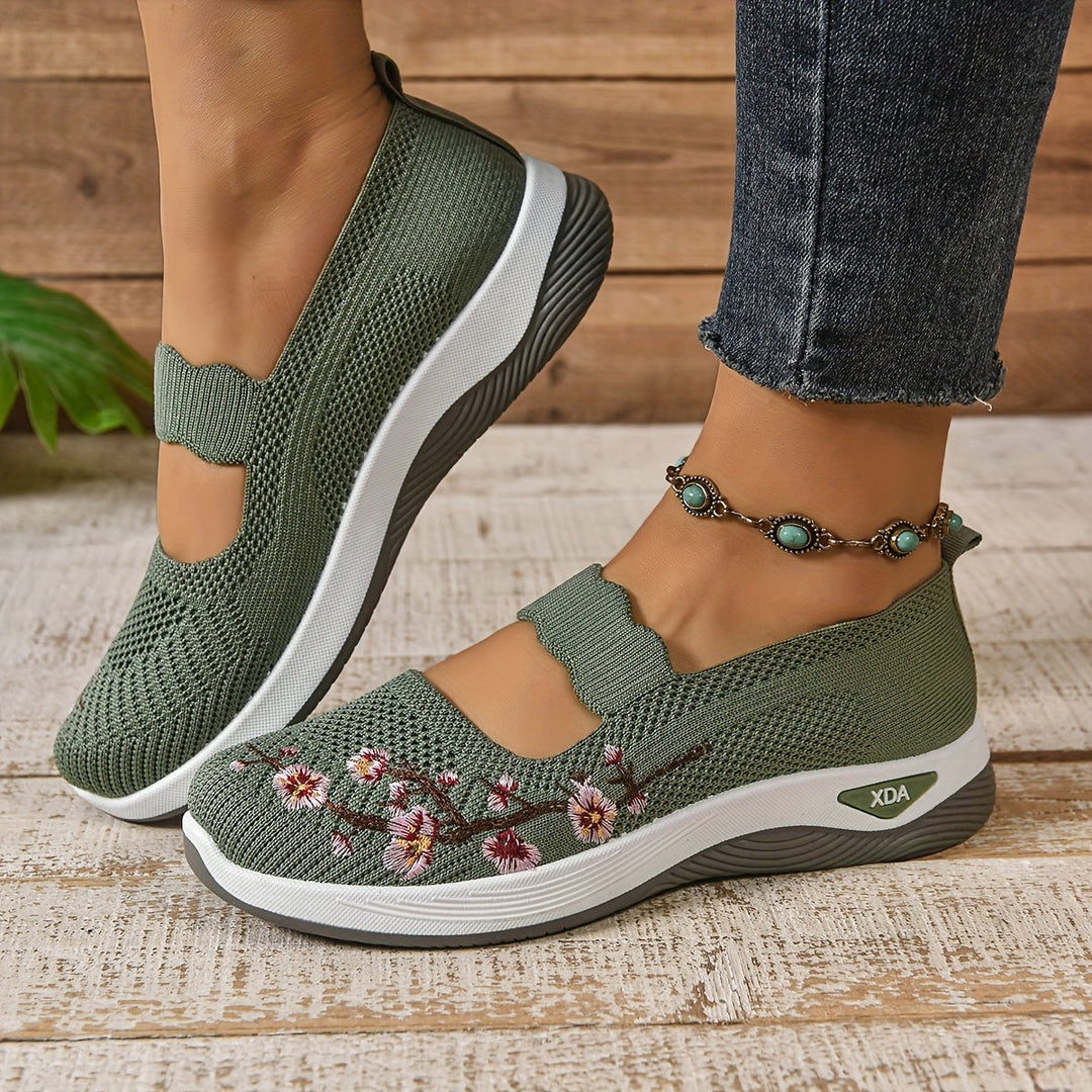 Blumenbestickte Mesh Slip-On Schuhe EB EB