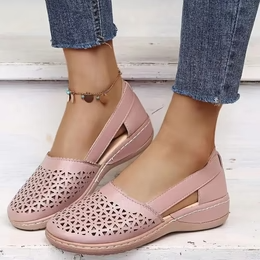 Unkomplizierte Perforierte Wedge Espadrilles flache Schuhe EB