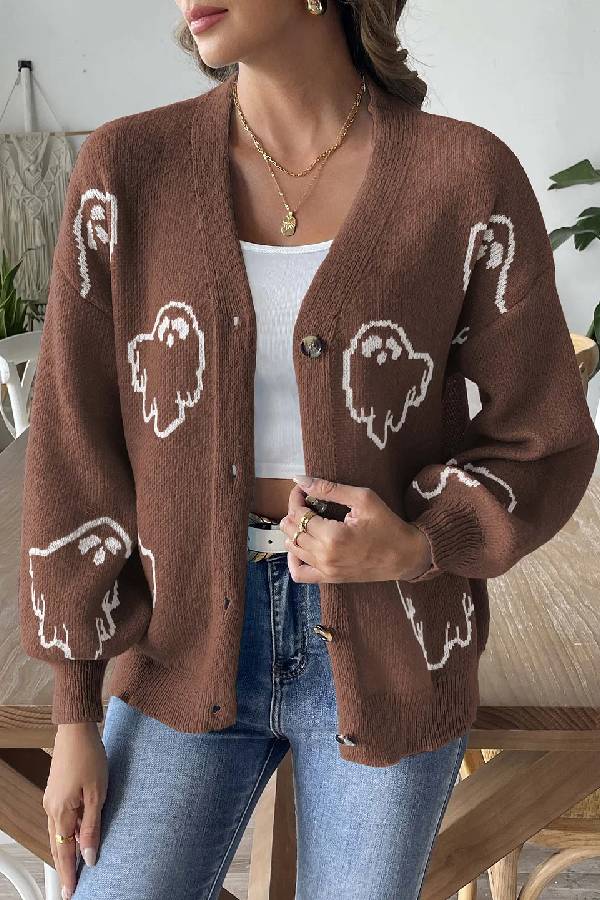 EB | Lockere lässige Cartoon Jacquard-Jacke