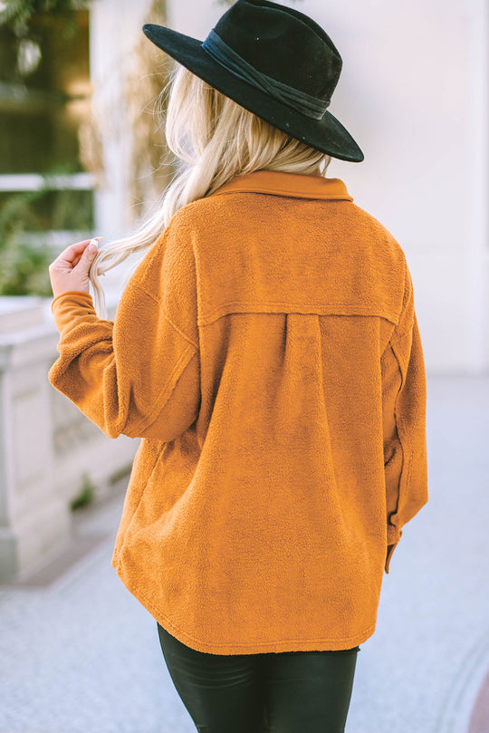EB | Weiche Teddyjacke mit Großen Taschen Polyester Warm und Modern