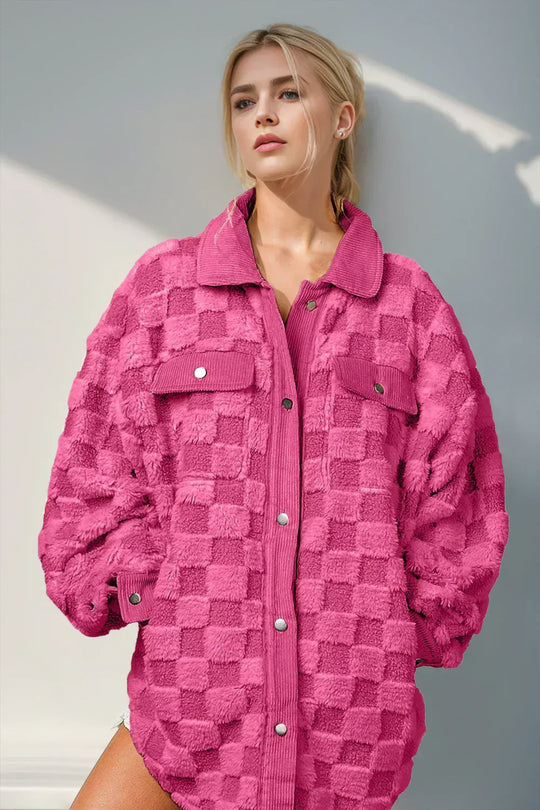 EB | Jacke mit Karostruktur Knopfverschluss Weich und Übergrößen