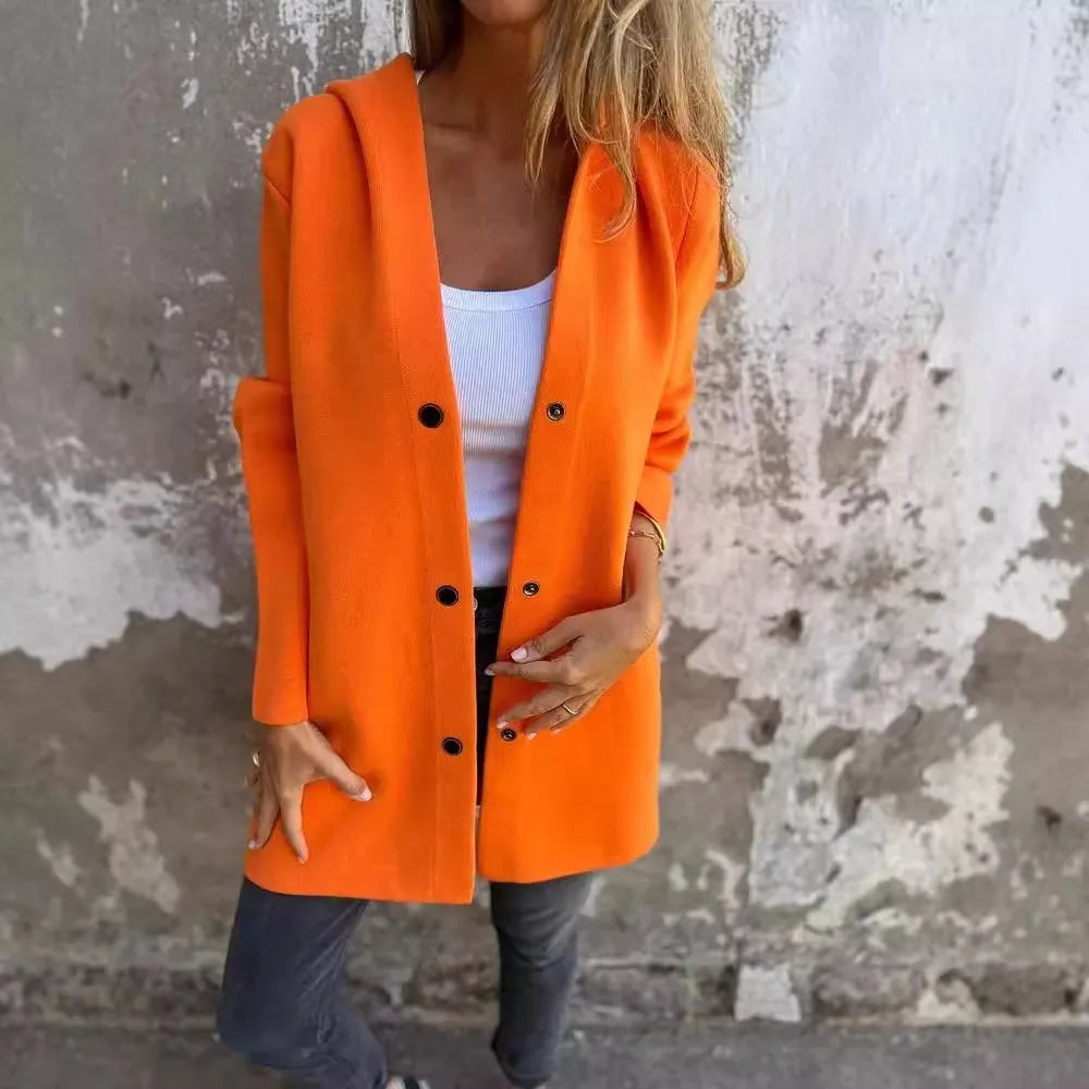EB | Lässiger einreihiger Cardigan mit Kapuze