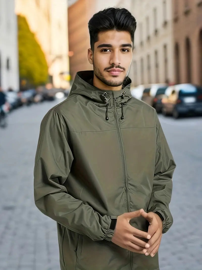 EB | Herren Stilvolle Kapuzen-Windjacke - Wasserdichtes Design