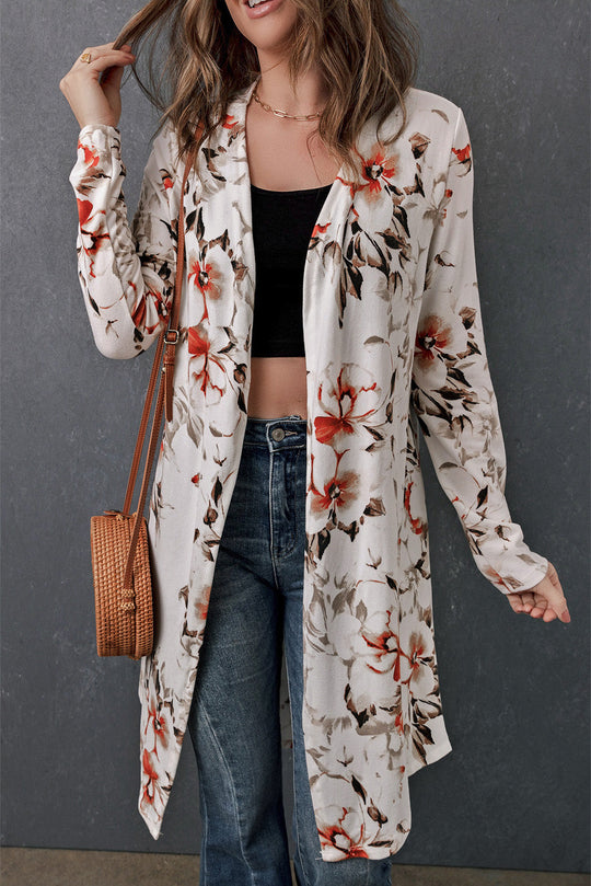 EB | Bedruckter Offene Front Langarm Cardigan