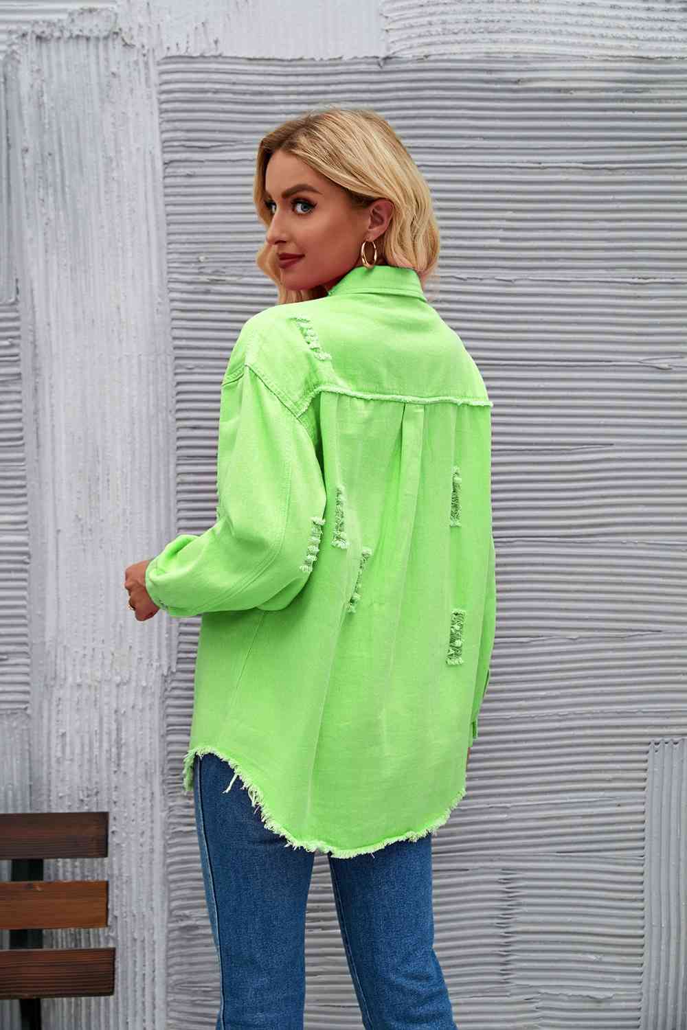 EB | Zerrissene Rohsaum-Denimjacke
