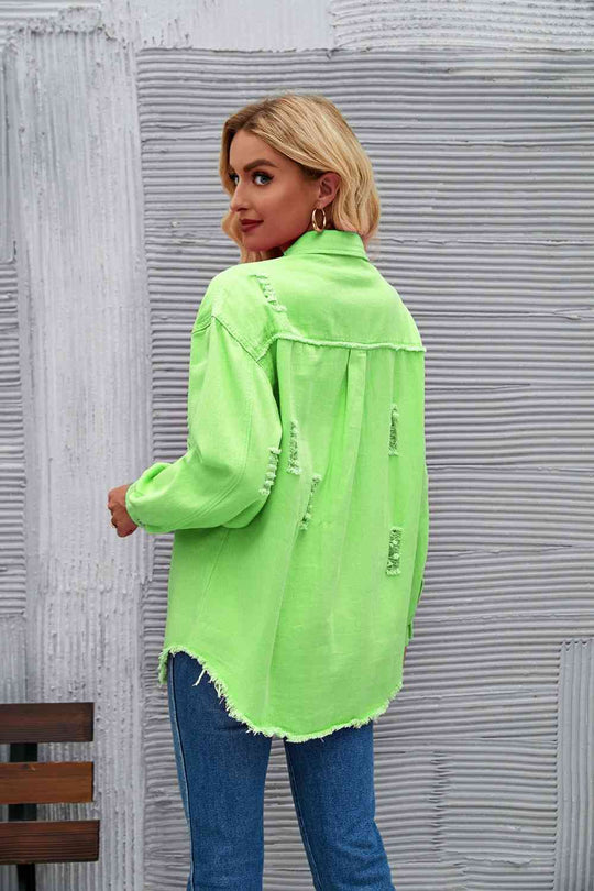 EB | Zerrissene Rohsaum-Denimjacke