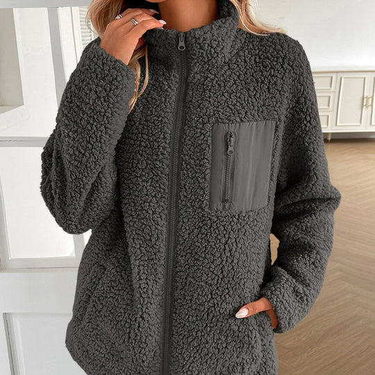 EB | Lässige Winter Zip-Up Fuzzy Jacke für Damen