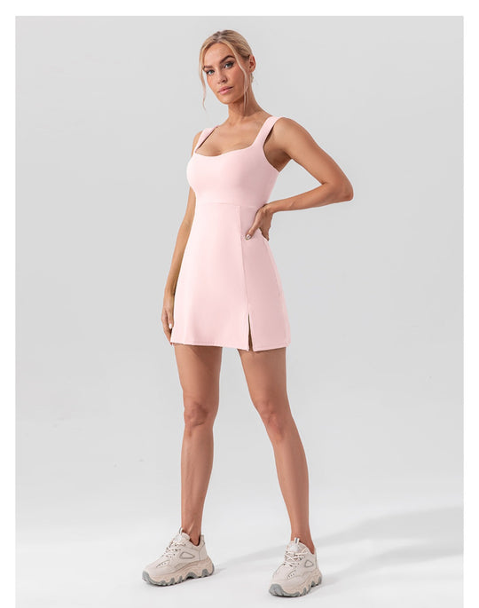EB | Hosenträger einfarbig Yoga Tennisrock leichtes Sportkleid
