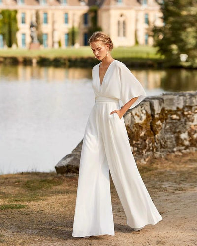 EB Damen Jumpsuit mit V-Ausschnitt und weitem Bein