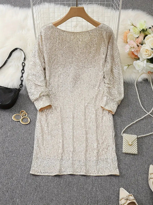 EB | Blote Schultern Pailletten Mini Kleid