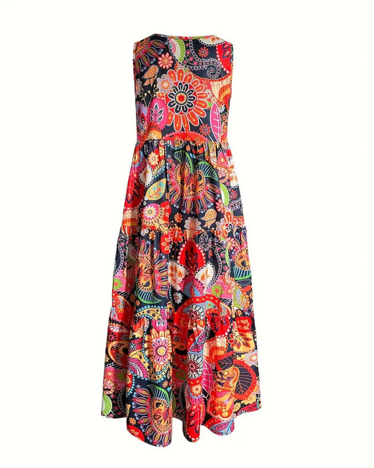 EB | Ärmelloses, Lockeres, Langes Kleid mit Print