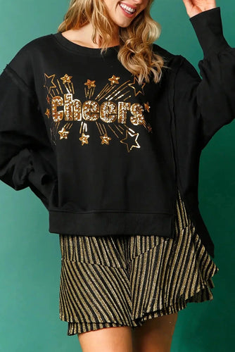 EB | Weihnachts-Pailletten-Lässiger Rundhals Langarm-Sweatshirt