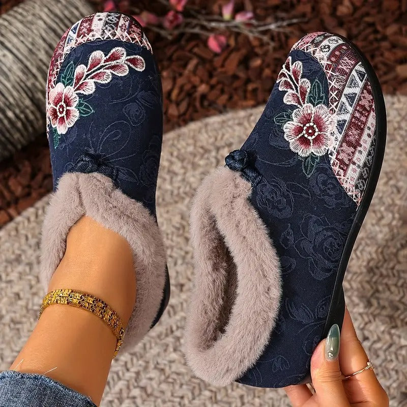 Warme, weiche Schuhe für Damen mit zartem Blumenprint EB EB