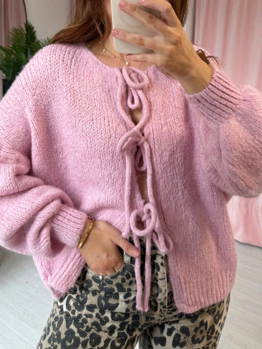 EB | Strickcardigan mit Schleifen Weich und Warm Trendy Look