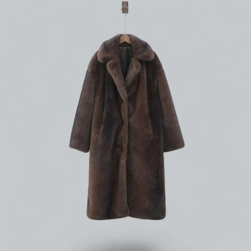 EB | Eleganter Kunstfell Langer Trenchcoat