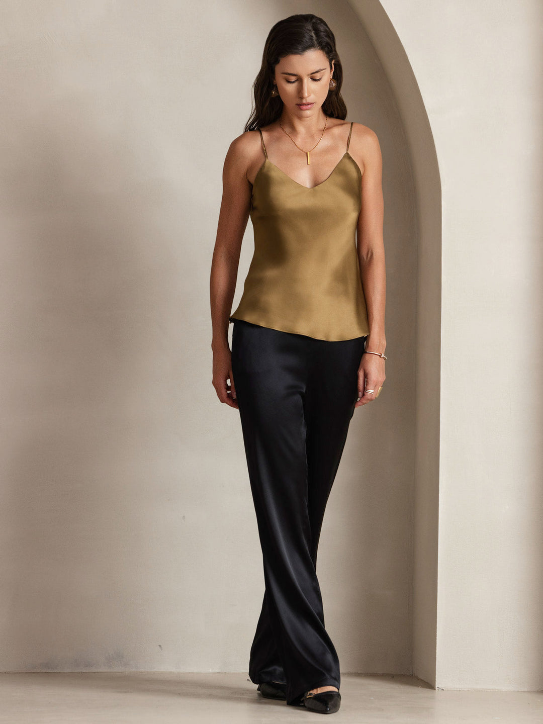 EB | V-Ausschnitt Reine Seide Spaghettiträger Camisole Top