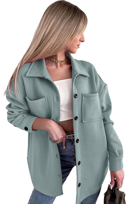 EB | Oversized Hemdbluse mit Großen Taschen Polyester Minimalistisch und Stilvoll