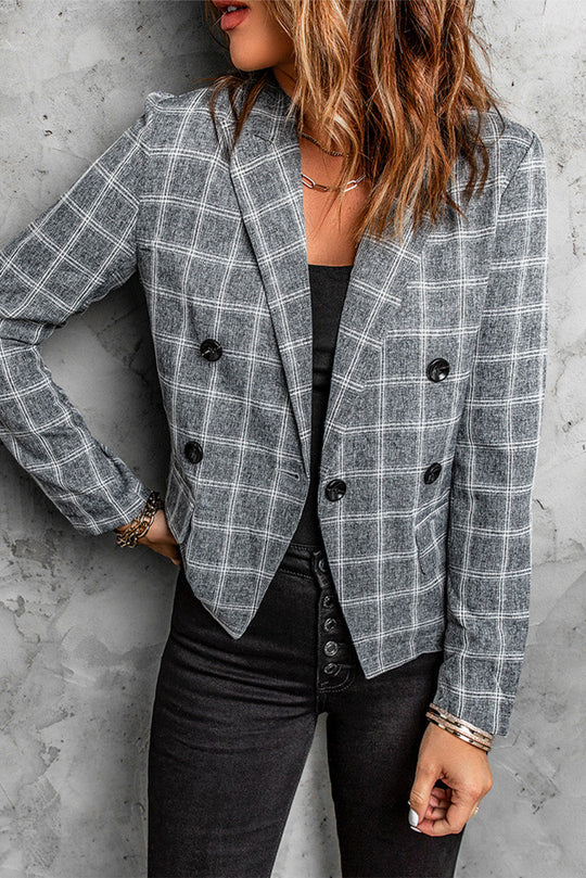 EB | Karierte Doppelt breasted Klappen-Taschen Blazer