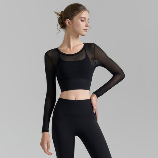 EB | Fake zwei sexy Mesh-Yoga-Kleidung