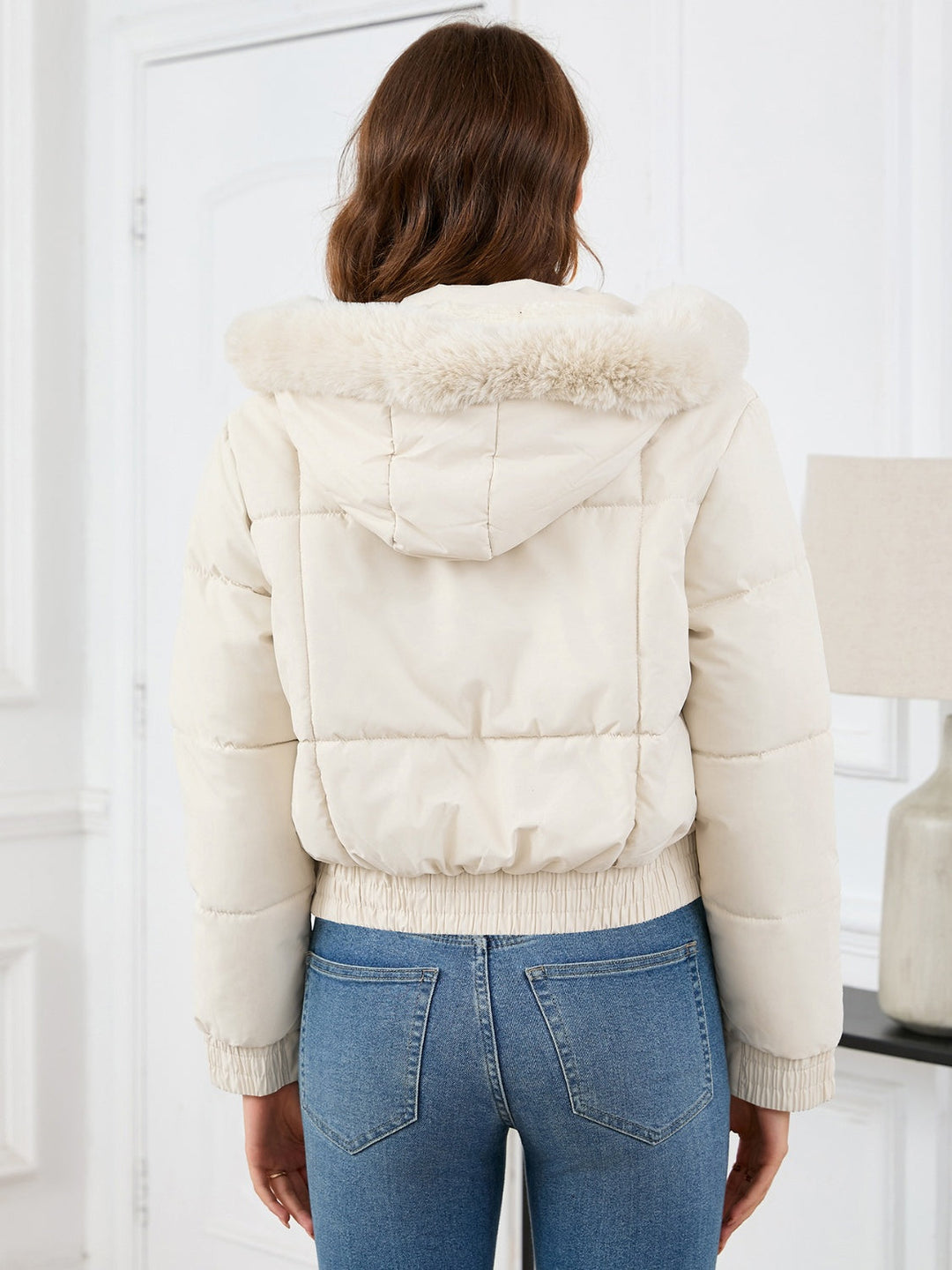 EB | Kuschelige Gepolsterten Winterjacke mit Pelzkapuze und Taschen