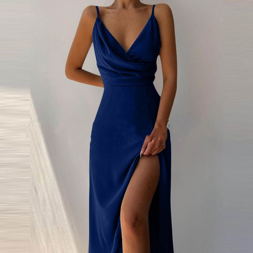 EB | V-Ausschnitt Midikleid mit Druck und Schlitz