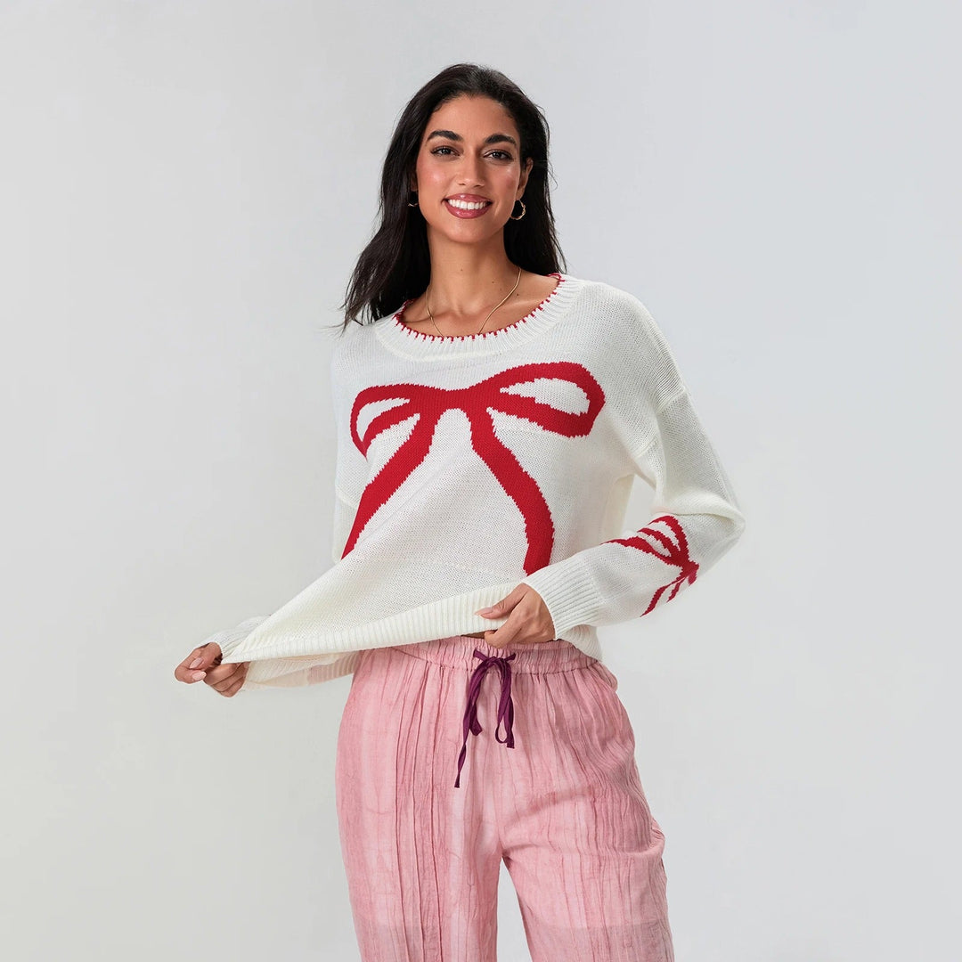 EB | Festlicher Strickpullover mit Schleifen-Design