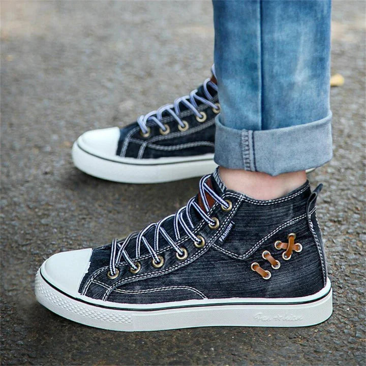 Freizeitschuhe aus Denim mit Schnürung EB
