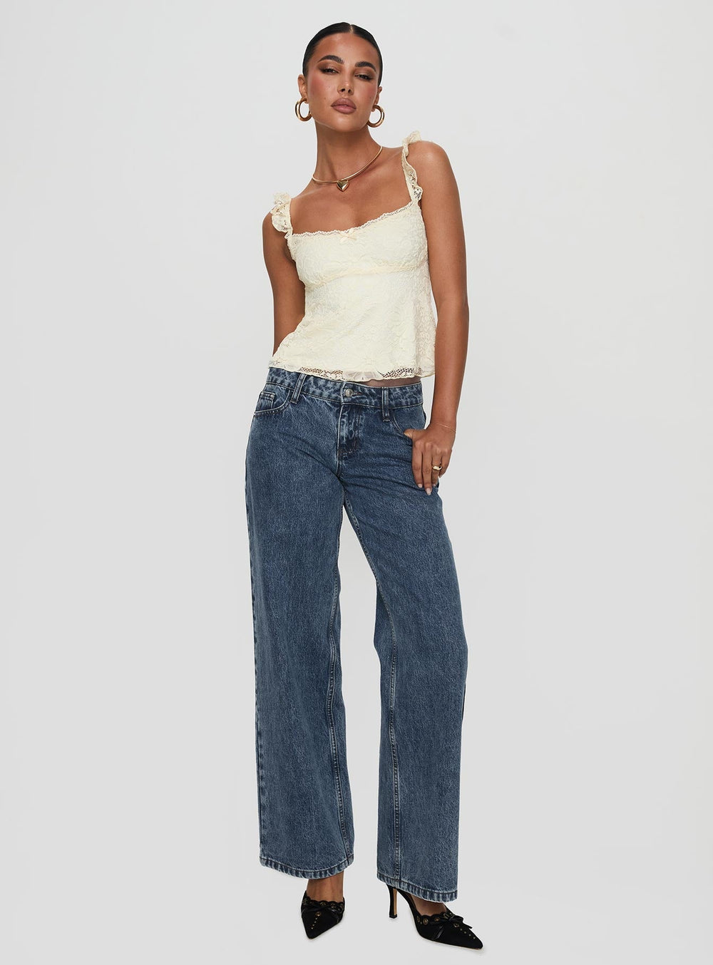 EB | Damen Zartes Spitzenoberteil Elegantes Design