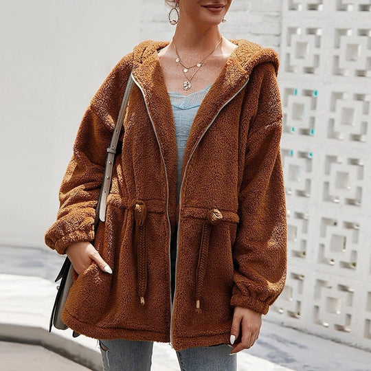 EB | Teddyjacke - Weicher Plüsch - Kapuze & Reißverschluss - Oversized Passform - Taschen