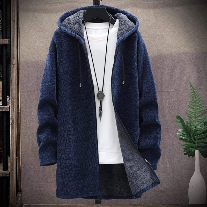 EB | Jacke Wollmischung Kordelzugkapuze Gefüttert und Warm Reißverschluss & Seitentaschen