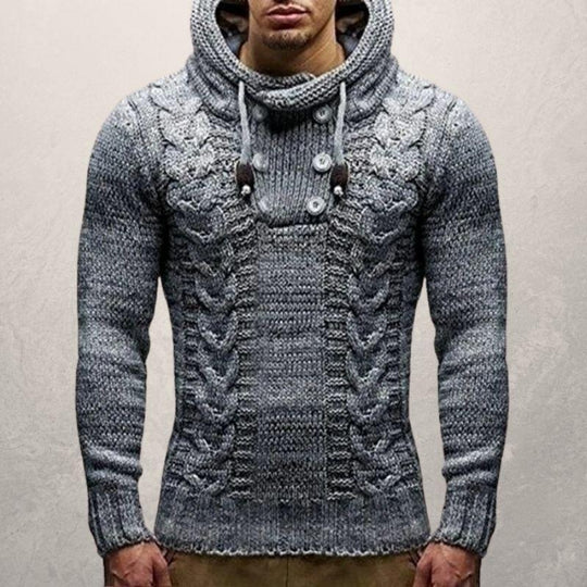 EB | Wool Kabelstrick Kapuzenpullover Slim Passform Pullover
