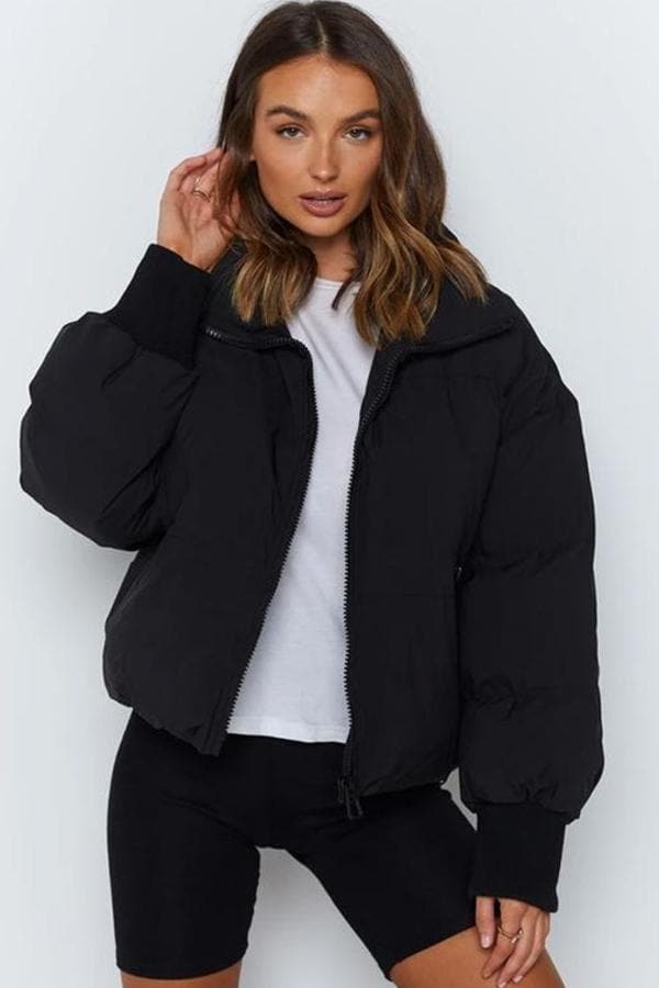 EB | Pufferjacke - Gestepptes Design - Oversized Fit - Hoher Kragen - Gepolstert und Warm
