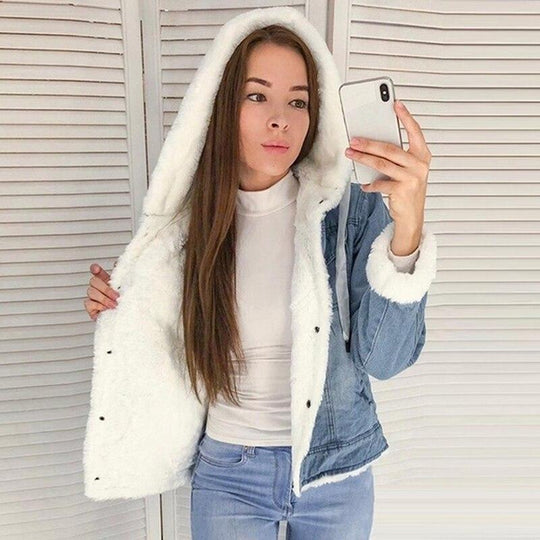 EB | Denimjacke mit Plüschfutter Baumwollmischung Warm und Stilvoll