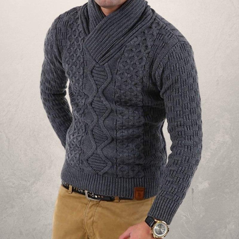 EB | Wollschal Kragen Pullover Kabelstrick Winterpullover