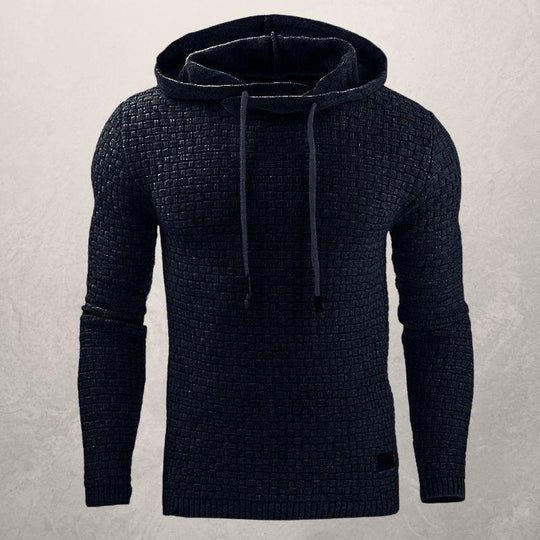 EB | Kapuzenpullover Slim Passform Weiches Strickmaterial Karomuster Lange Ärmel