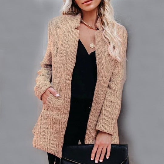 EB | Mantel Strukturiertes Design Stehkragen Mittellang Elegant und Warm