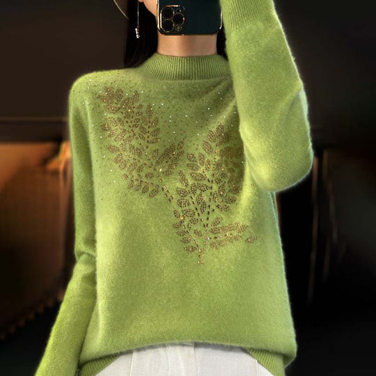 EB | Strickpullover Mit Zartem Blättermuster