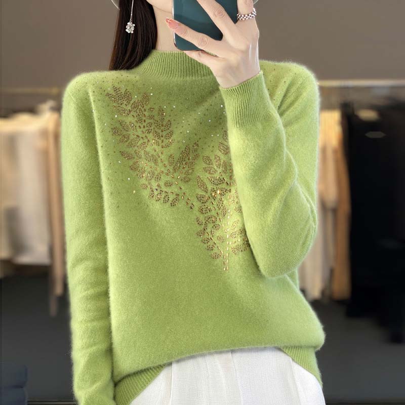EB | Strickpullover Mit Zartem Blättermuster