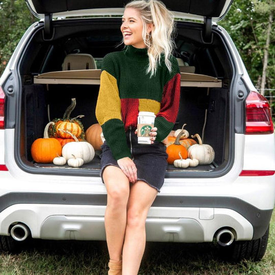 EB | Strickpullover Oversized Fit Blockmuster Weich und Warm