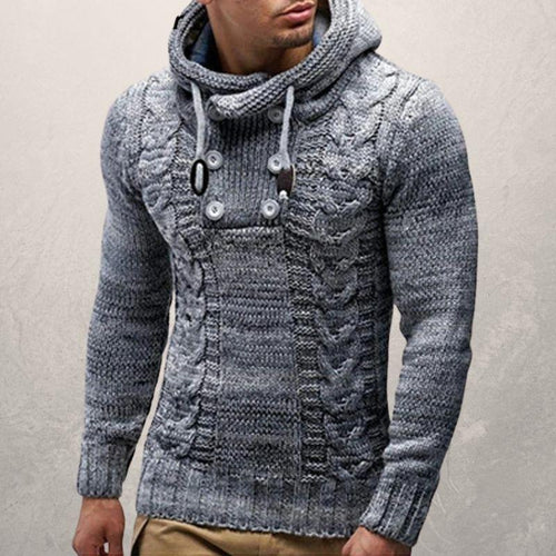 EB | Wool Kabelstrick Kapuzenpullover Slim Passform Pullover