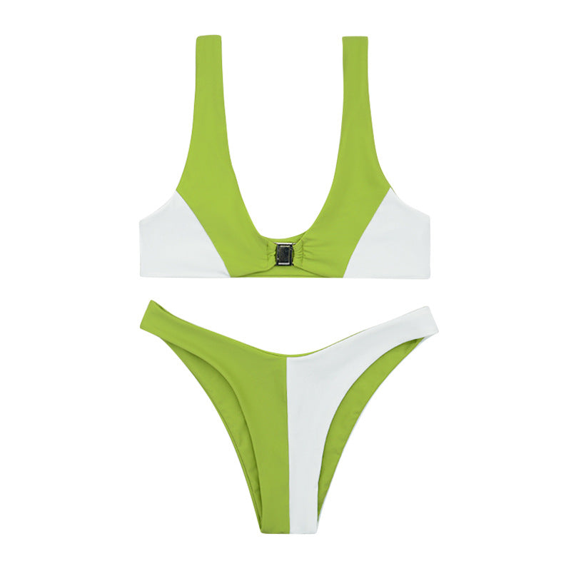 Damen Bikini mit modischem V-Ausschnitt und herausnehmbaren Polstern EB