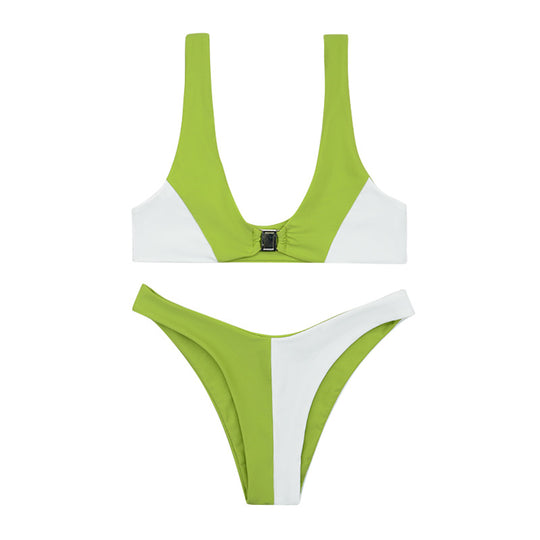 Damen Bikini mit modischem V-Ausschnitt und herausnehmbaren Polstern EB