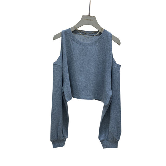 Damen lässiges Crop-Top mit langen Ärmeln EB