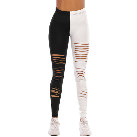 Damen Leggings mit modischem Riss-Design EB