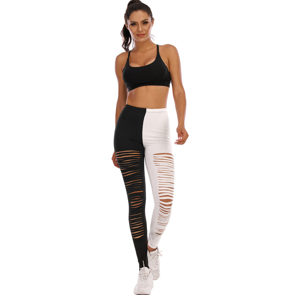 Damen Leggings mit modischem Riss-Design EB